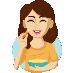 Happy woman eating